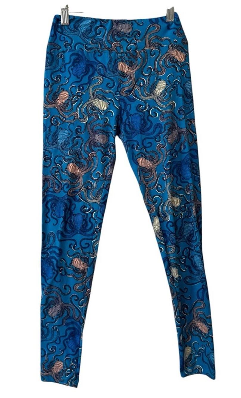 LulaRoe Women One Size Blue Octopus Ocean Nautical Leggings Stretch Soft Teacher
